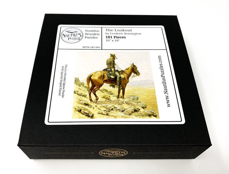 The Lookout (181 Pieces) by Frederic Remington, Wooden Jigsaw Puzzle - Nautilus Puzzles - Wooden Jigsaw Puzzles For Adults
