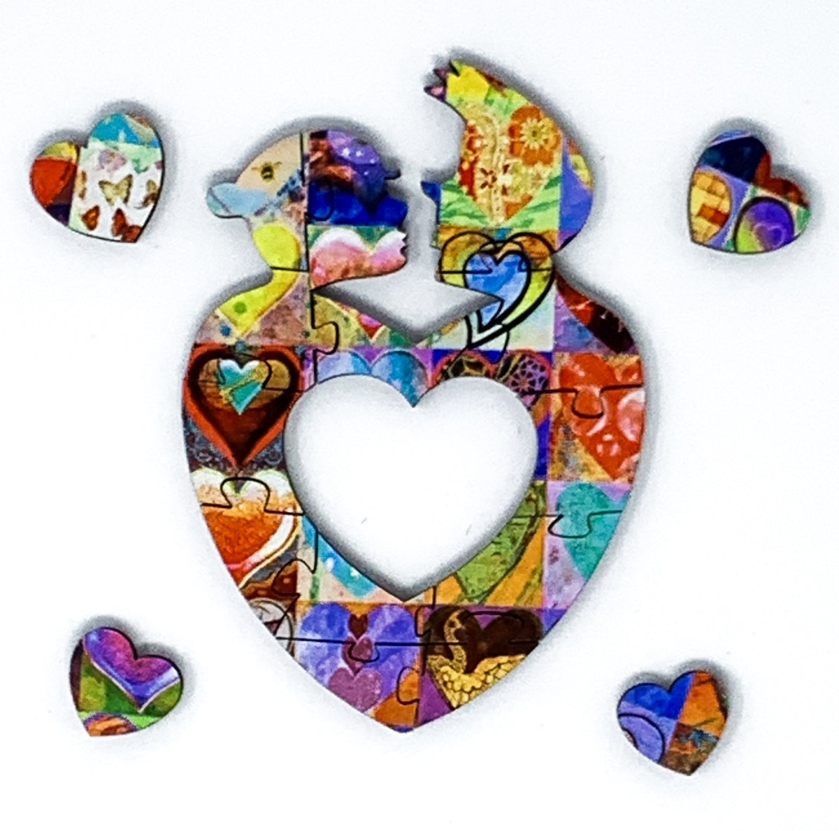 Hearts (59 Piece Mini Wooden Jigsaw Puzzle) - Nautilus Puzzles - Wooden Jigsaw Puzzles For Adults
