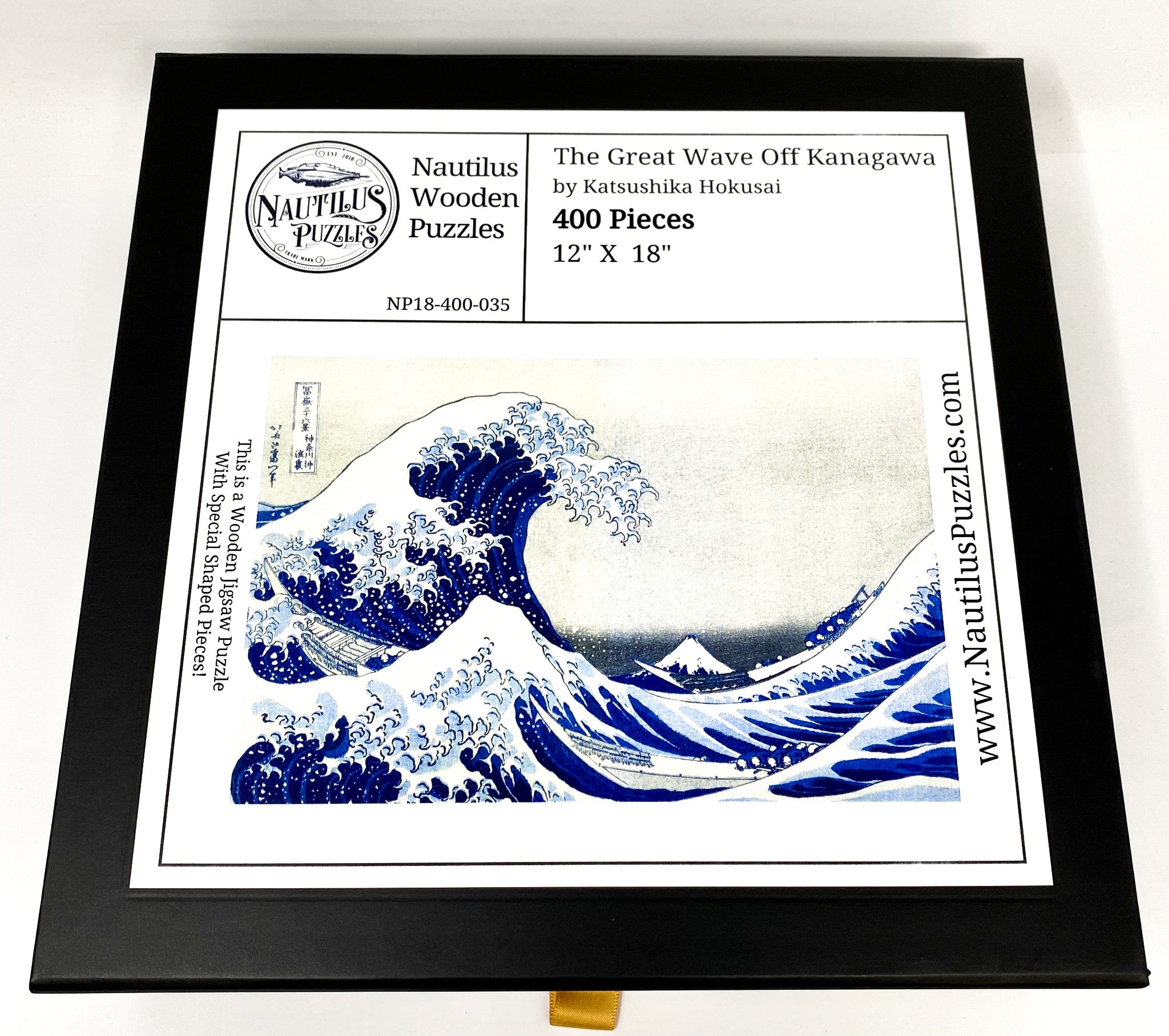 The Great Wave Off Kanagawa by Katsushika Hokusai (400 Piece Wooden Jigsaw Puzzle) - Nautilus Puzzles - Wooden Jigsaw Puzzles For Adults
