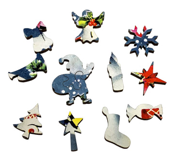 Mr. & Mrs. Snowman (50 Piece Mini Christmas Wooden Jigsaw Puzzle) - Nautilus Puzzles - Wooden Jigsaw Puzzles For Adults