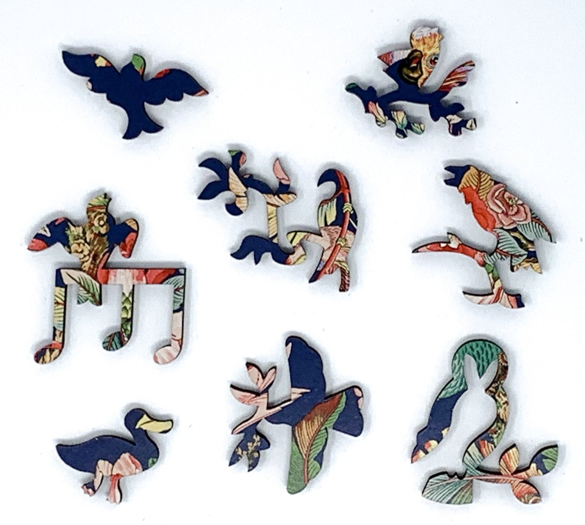 Flowers and Feathers (50 Piece Mini Wooden Jigsaw Puzzle) - Nautilus Puzzles - Wooden Jigsaw Puzzles For Adults