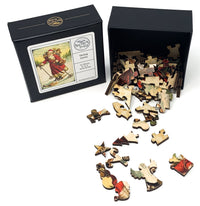 Skiing Santa (Victorian Santa 4) (50 Pieces), Mini Wooden Jigsaw Puzzle - Nautilus Puzzles - Wooden Jigsaw Puzzles For Adults