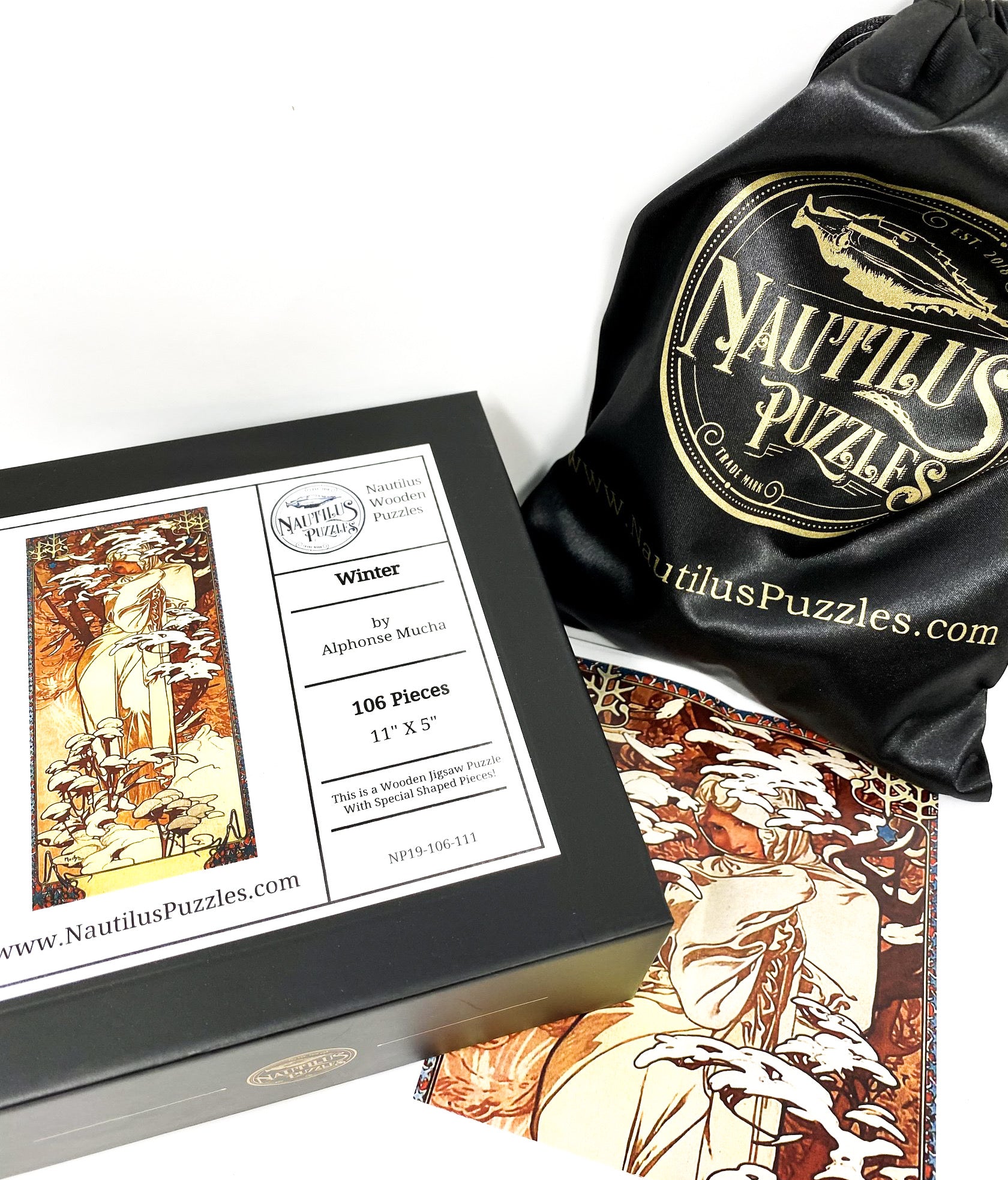 Winter by Alphonse Mucha (106 Piece Wooden Jigsaw Puzzle) - Nautilus Puzzles - Wooden Jigsaw Puzzles For Adults