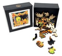 Halloween Apple Dunking (50 Pieces) Mini Halloween Wooden Jigsaw Puzzle - Nautilus Puzzles - Wooden Jigsaw Puzzles For Adults