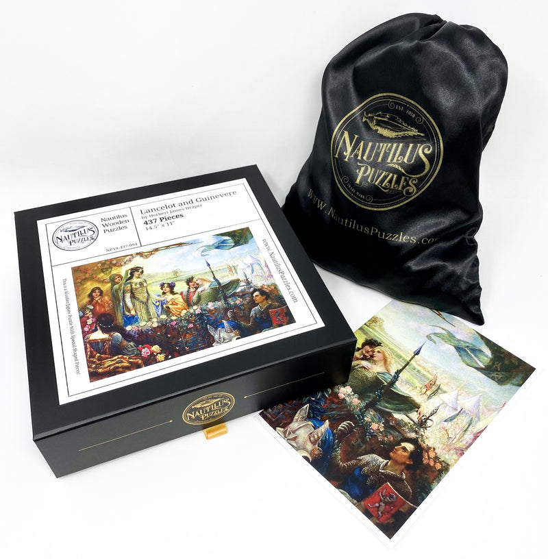 Lancelot and Guinevere by Herbert James Draper (437 Piece Wooden Jigsaw Puzzle) - Nautilus Puzzles - Wooden Jigsaw Puzzles For Adults