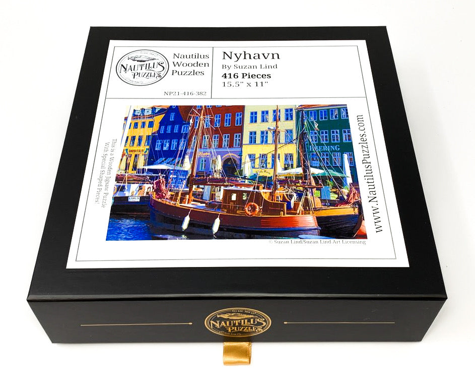 Nyhavn, Copenhagen (416 Piece Wooden Jigsaw Puzzle) - Nautilus Puzzles - Wooden Jigsaw Puzzles For Adults