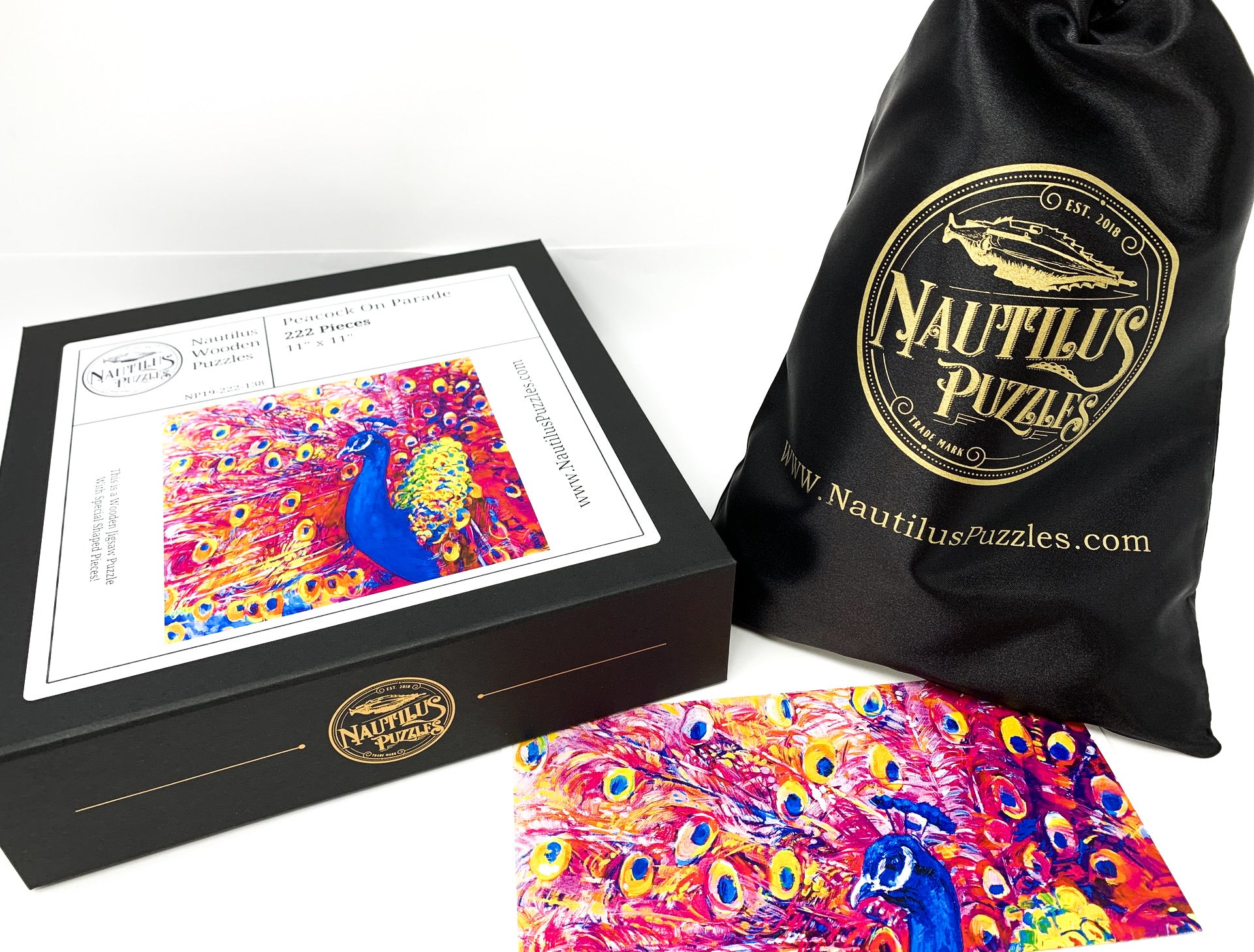 Peacock on Parade - 222 Piece Wooden Jigsaw Puzzle - Nautilus Puzzles - Wooden Jigsaw Puzzles For Adults