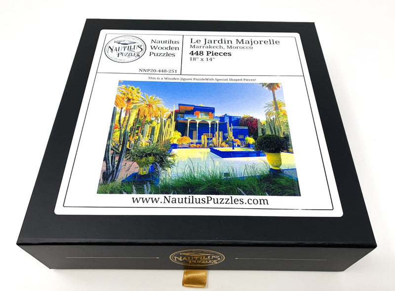 Le Jardin Majorelle, Marrakech, Morocco (448 Piece Wooden Jigsaw Puzzle) - Nautilus Puzzles - Wooden Jigsaw Puzzles For Adults