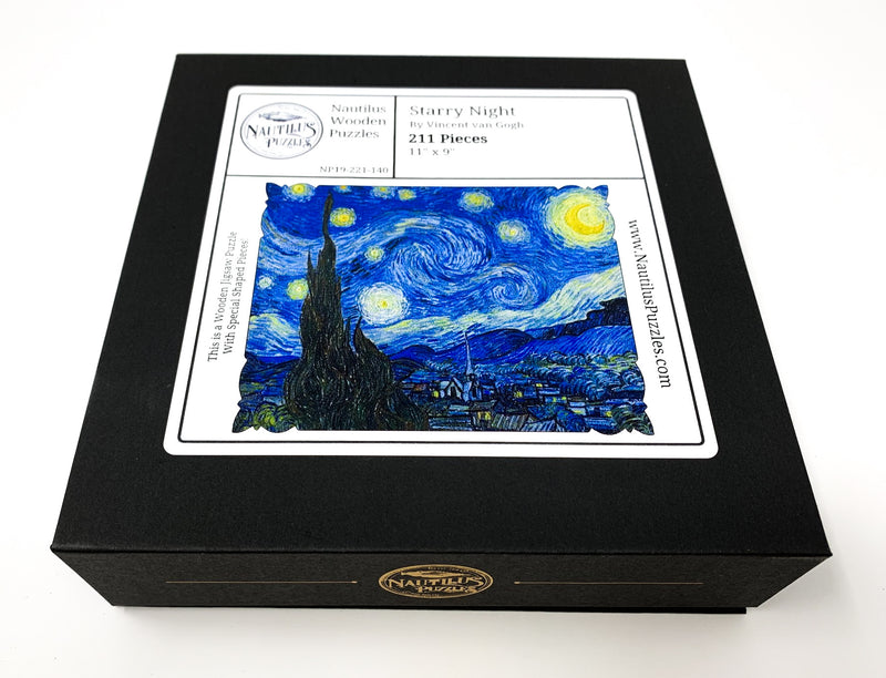 Starry Night by Vincent Van Gogh (211 Piece Wooden Jigsaw Puzzle) - Nautilus Puzzles - Wooden Jigsaw Puzzles For Adults