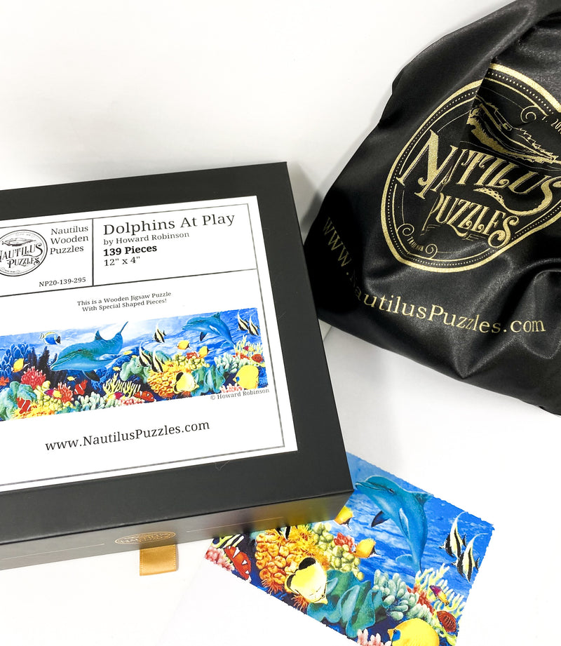 Dolphins At Play (139 Piece Wooden Jigsaw Puzzle) - Nautilus Puzzles - Wooden Jigsaw Puzzles For Adults