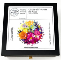 Circle of Flowers (392 Piece Shaped Flower Wooden Jigsaw Puzzle) - Nautilus Puzzles - Wooden Jigsaw Puzzles For Adults