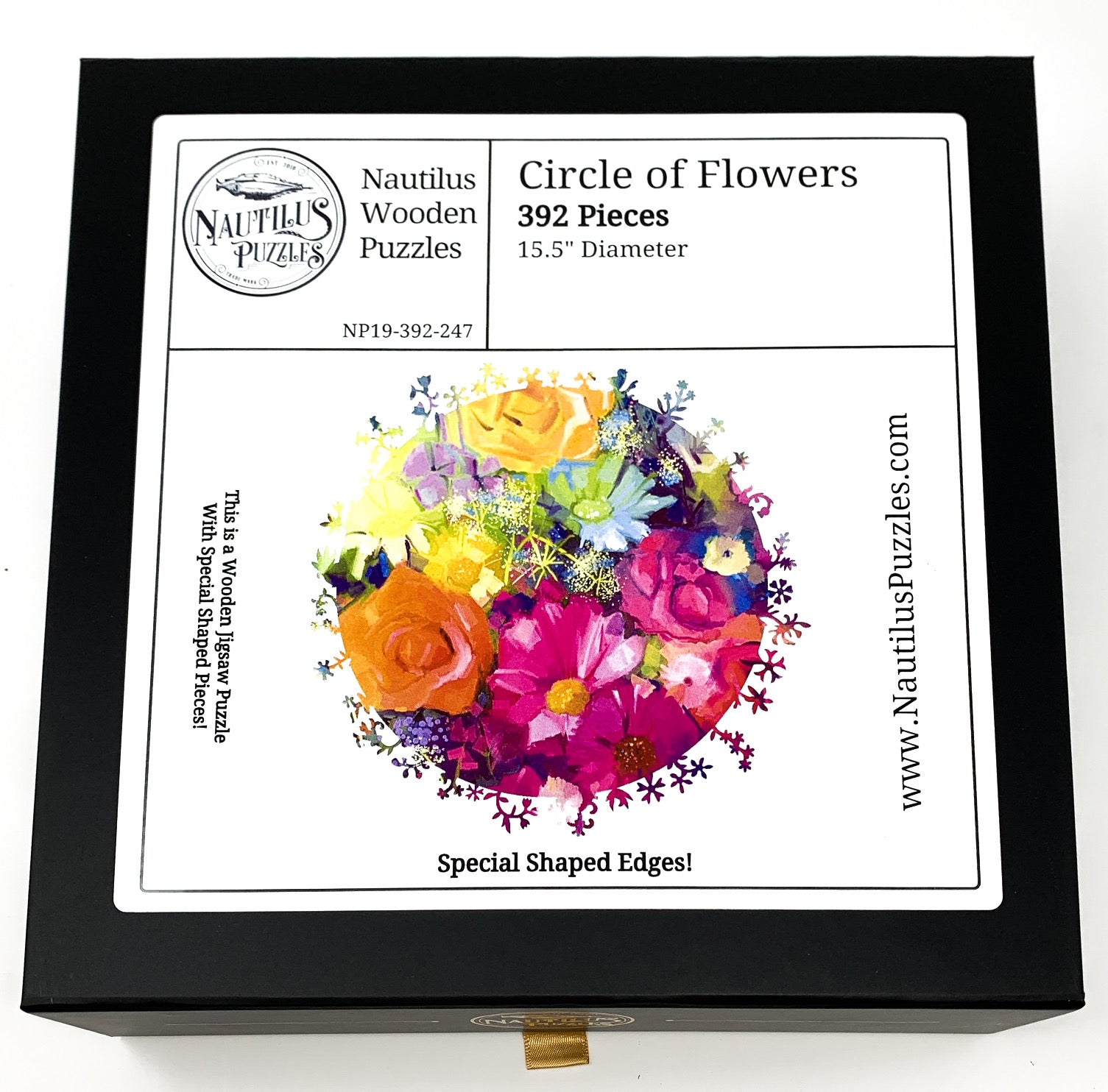 Circle of Flowers (392 Piece Shaped Flower Wooden Jigsaw Puzzle) - Nautilus Puzzles - Wooden Jigsaw Puzzles For Adults
