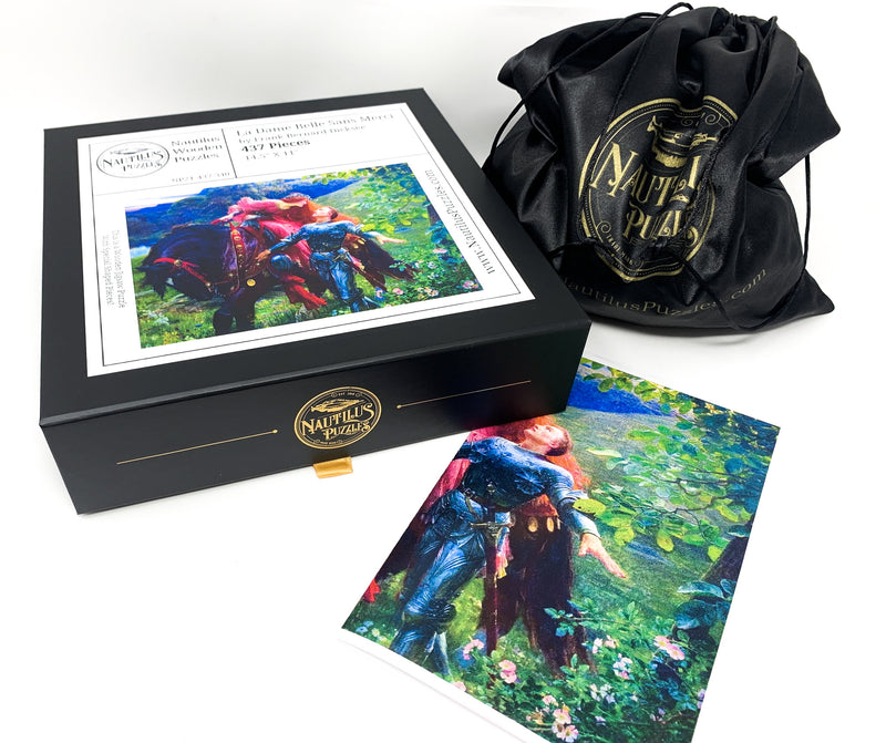 La Belle Dame sans Merci by Sir Francis Dicksee (437 Piece Wooden Jigsaw Puzzle) - Nautilus Puzzles - Wooden Jigsaw Puzzles For Adults