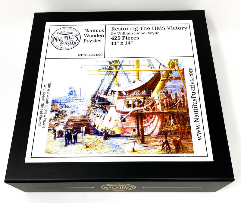 Restoring The HMS Victory (425 Piece Wooden Jigsaw Puzzle) by William Lionel Wylie - Nautilus Puzzles - Wooden Jigsaw Puzzles For Adults