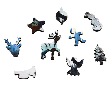 Skating In Central Park (249 Piece Wooden Christmas Puzzle) - Nautilus Puzzles - Wooden Jigsaw Puzzles For Adults