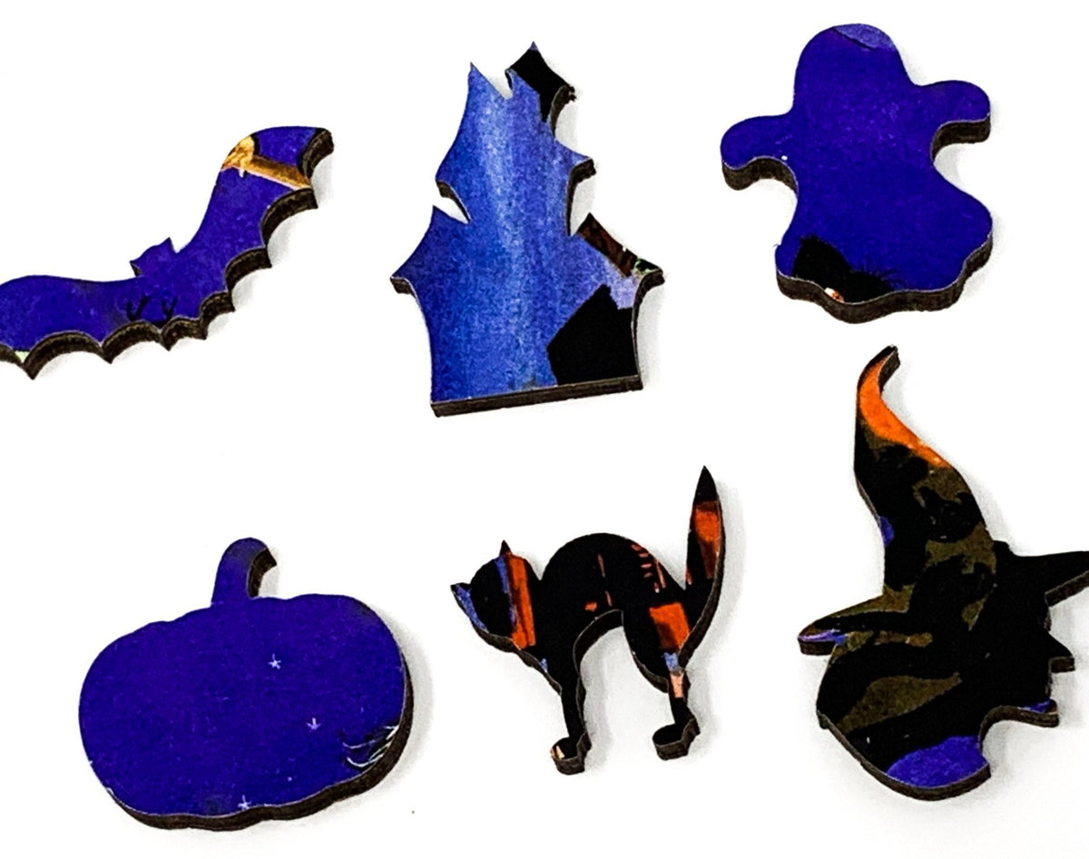 Halloween Fly Over (50 Pieces) Mini Halloween Wooden Jigsaw Puzzle - Nautilus Puzzles - Wooden Jigsaw Puzzles For Adults
