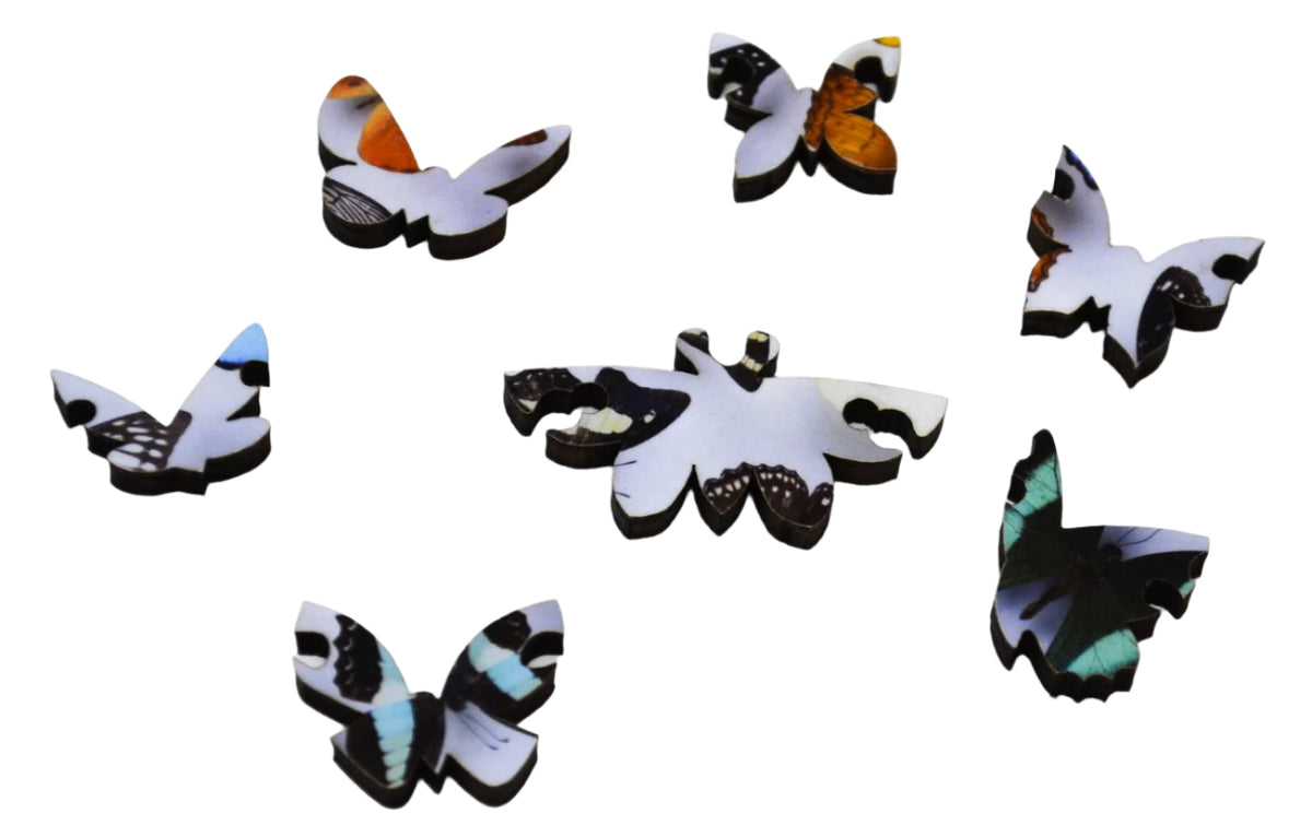 Butterfly Collection (77 Pieces) Mini Wooden Butterfly Puzzle - Nautilus Puzzles - Wooden Jigsaw Puzzles For Adults