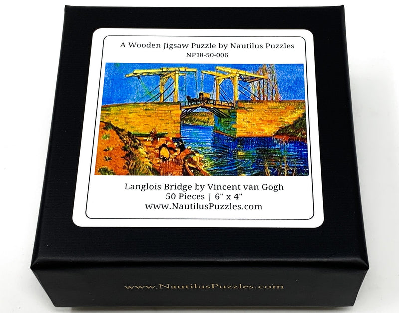 Langlois Bridge At Arles by Vincent Van Gogh (50 Pieces) Mini Wooden Jigsaw Puzzle - Nautilus Puzzles - Wooden Jigsaw Puzzles For Adults