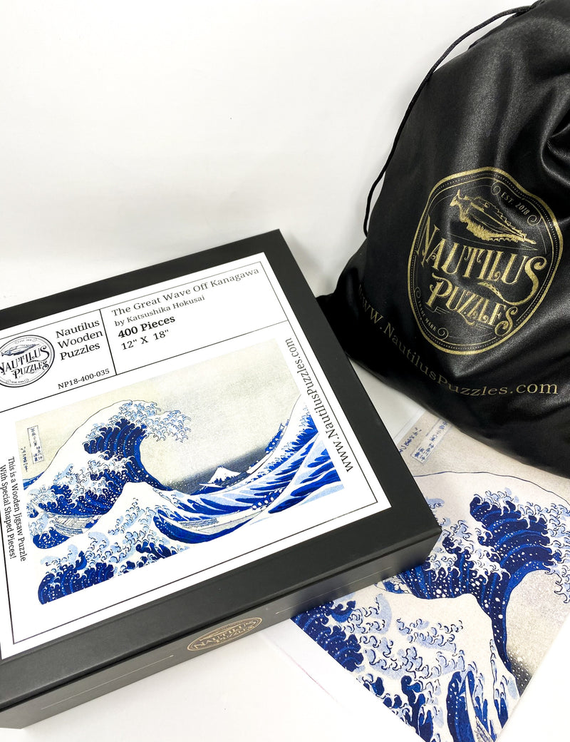 The Great Wave Off Kanagawa by Katsushika Hokusai (400 Piece Wooden Jigsaw Puzzle) - Nautilus Puzzles - Wooden Jigsaw Puzzles For Adults