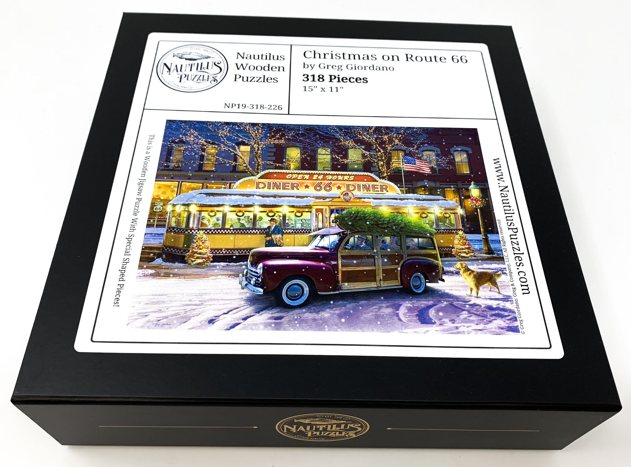 Christmas on Route 66 (318 Piece Christmas Wooden Jigsaw Puzzle) - Nautilus Puzzles - Wooden Jigsaw Puzzles For Adults