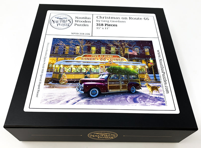 Christmas on Route 66 (318 Piece Christmas Wooden Jigsaw Puzzle) - Nautilus Puzzles - Wooden Jigsaw Puzzles For Adults