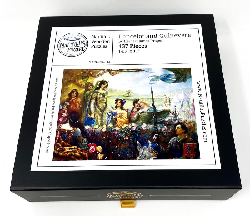 Lancelot and Guinevere by Herbert James Draper (437 Piece Wooden Jigsaw Puzzle) - Nautilus Puzzles - Wooden Jigsaw Puzzles For Adults