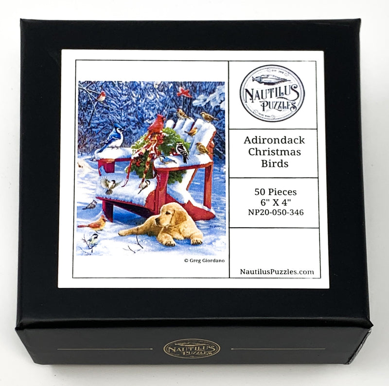 Adirondack Christmas Birds (50 Piece Mini Christmas Wooden Puzzle ) - Nautilus Puzzles - Wooden Jigsaw Puzzles For Adults