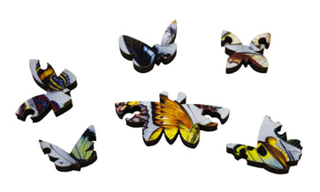 Vintage Butterflies (77 Pieces) Mini Wooden Photo Puzzle - Nautilus Puzzles - Wooden Jigsaw Puzzles For Adults