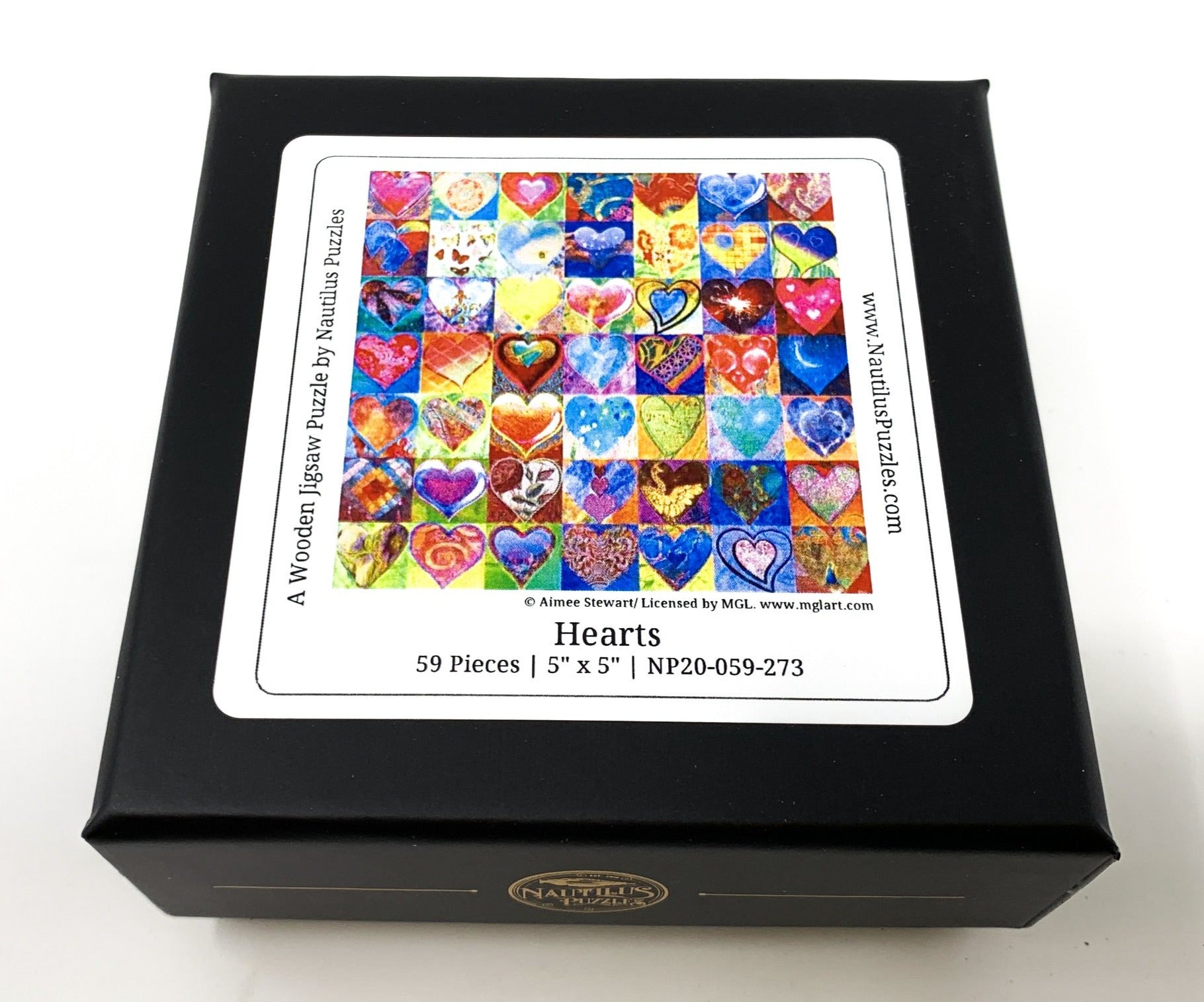 Hearts (59 Piece Mini Wooden Jigsaw Puzzle) - Nautilus Puzzles - Wooden Jigsaw Puzzles For Adults