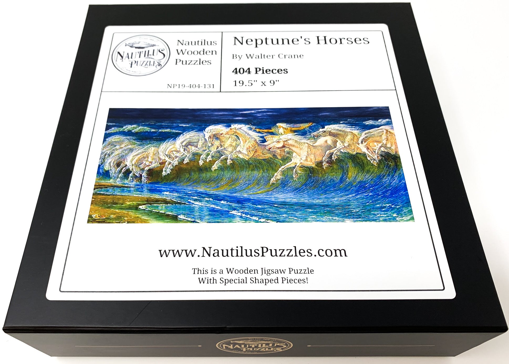 Neptune's Horses by Walter Crane (404 Piece Wooden Jigsaw Puzzle) - Nautilus Puzzles - Wooden Jigsaw Puzzles For Adults