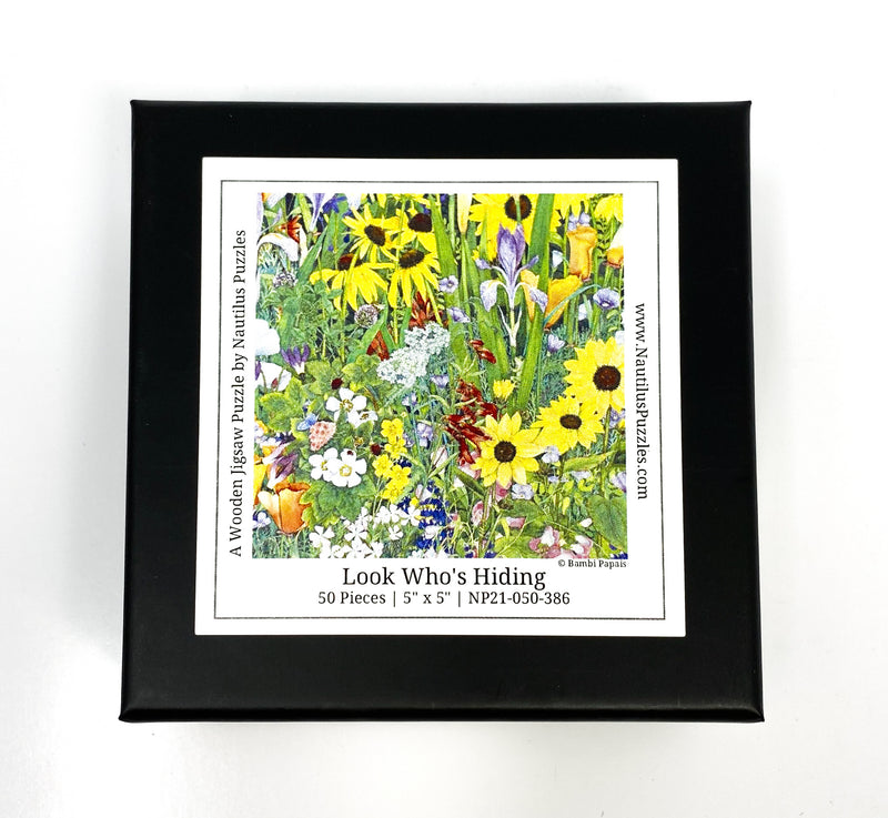 Look Who's Hiding (50 Piece Mini Wooden Jigsaw Puzzle) - Nautilus Puzzles - Wooden Jigsaw Puzzles For Adults