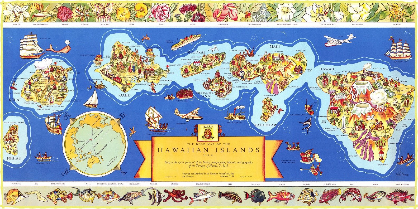 Map of Hawaii (471 Piece Wooden Jigsaw Puzzle) - Nautilus Puzzles - Wooden Jigsaw Puzzles For Adults