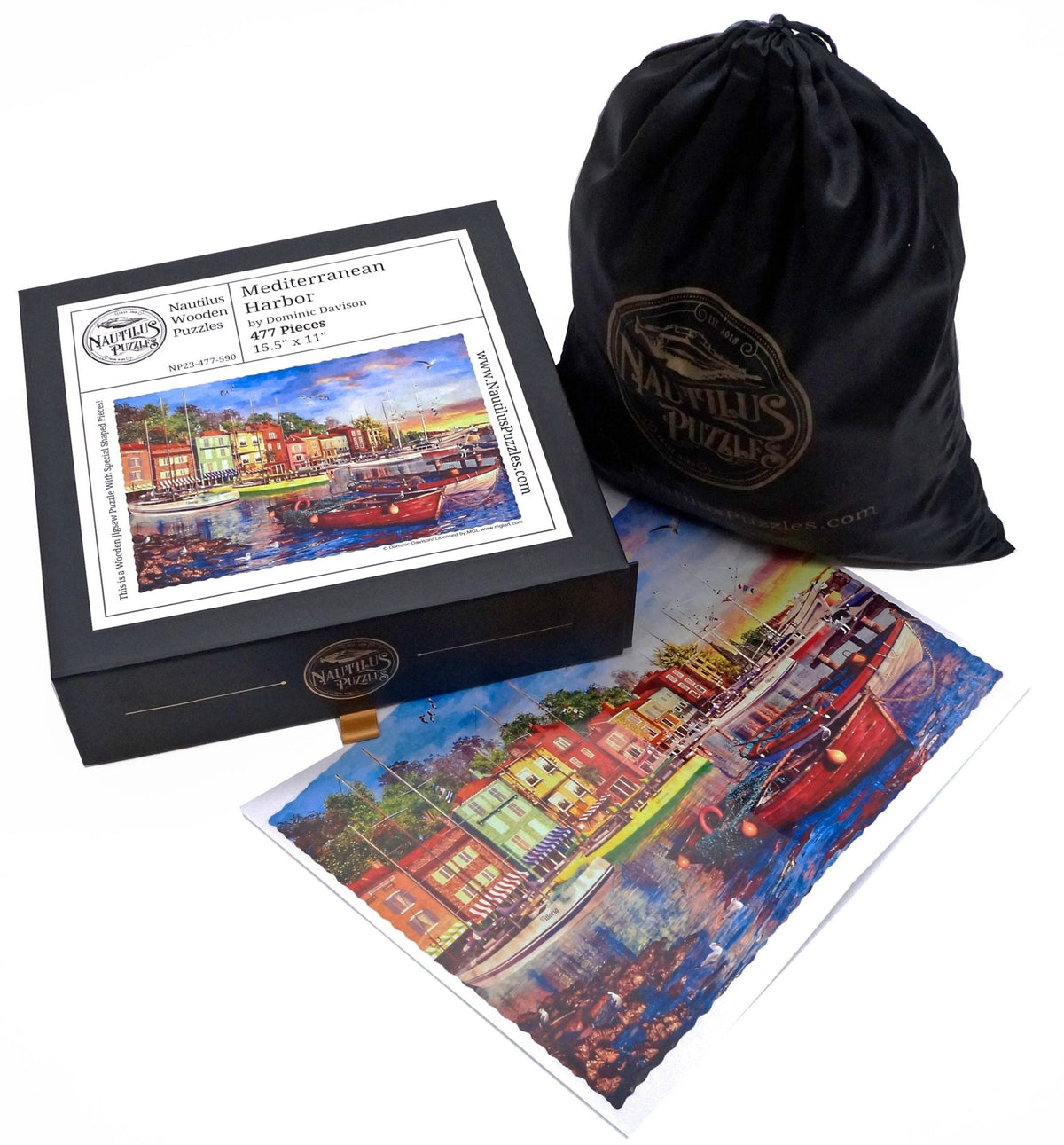 Mediterranean Harbor (477 Piece Wooden Jigsaw Puzzle) - Nautilus Puzzles - Wooden Jigsaw Puzzles For Adults
