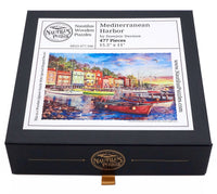Mediterranean Harbor (477 Piece Wooden Jigsaw Puzzle) - Nautilus Puzzles - Wooden Jigsaw Puzzles For Adults