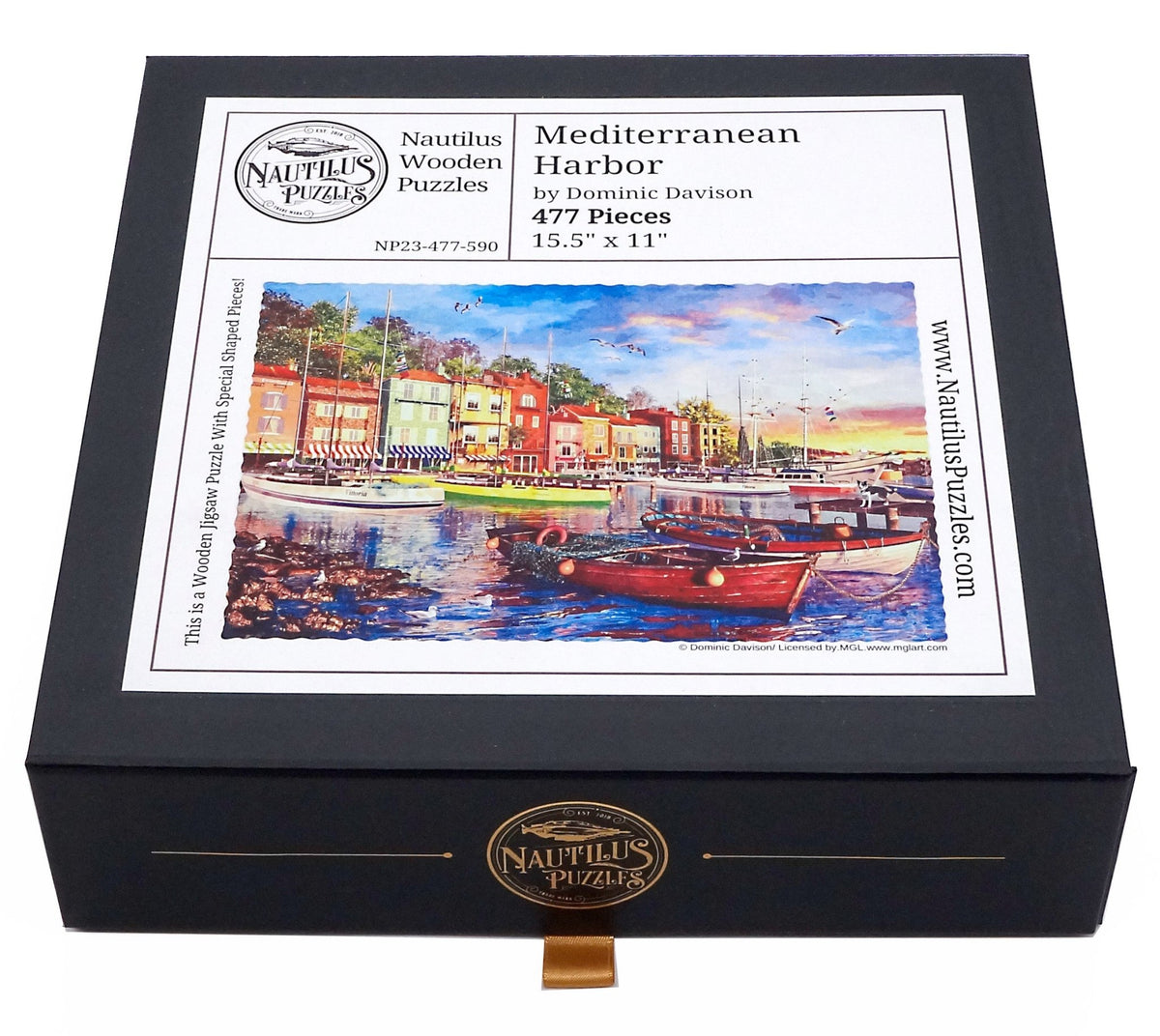 Mediterranean Harbor (477 Piece Wooden Jigsaw Puzzle) - Nautilus Puzzles - Wooden Jigsaw Puzzles For Adults