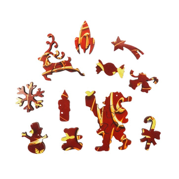Merry Christmas (50 Piece Mini Wooden Jigsaw Puzzle) - Nautilus Puzzles - Wooden Jigsaw Puzzles For Adults