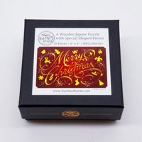 Merry Christmas (50 Piece Mini Wooden Jigsaw Puzzle) - Nautilus Puzzles - Wooden Jigsaw Puzzles For Adults