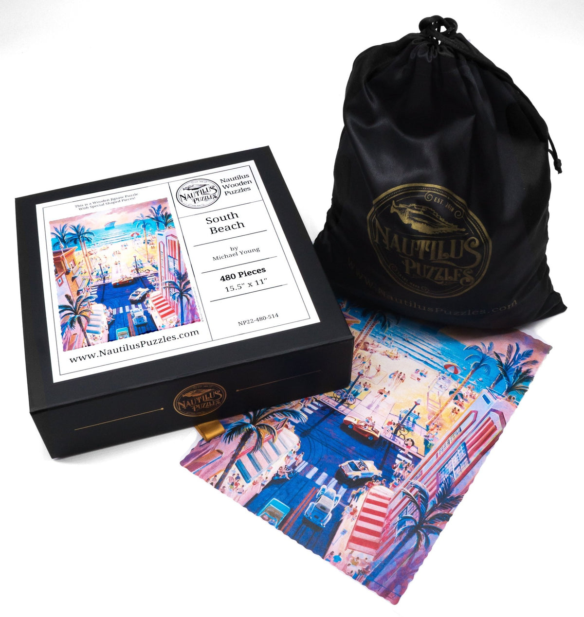 Miami Puzzle | South Beach, Miami (480 Piece Wooden Jigsaw Puzzle) - Nautilus Puzzles - Wooden Jigsaw Puzzles For Adults