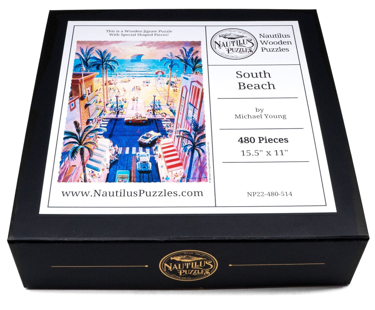Miami Puzzle | South Beach, Miami (480 Piece Wooden Jigsaw Puzzle) - Nautilus Puzzles - Wooden Jigsaw Puzzles For Adults