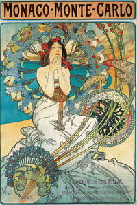 Monaco-Monte Carlo by Alphonse Mucha (179 Piece Wooden Jigsaw Puzzle) - Nautilus Puzzles - Wooden Jigsaw Puzzles For Adults