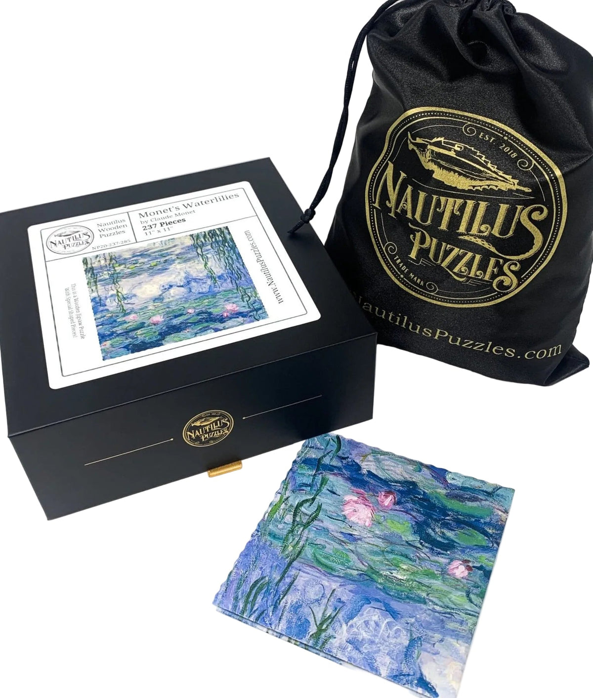 Monet's Waterlilies by Claude Monet | 237 Pieces | Wooden Jigsaw Puzzle - Nautilus Puzzles - Wooden Jigsaw Puzzles For Adults