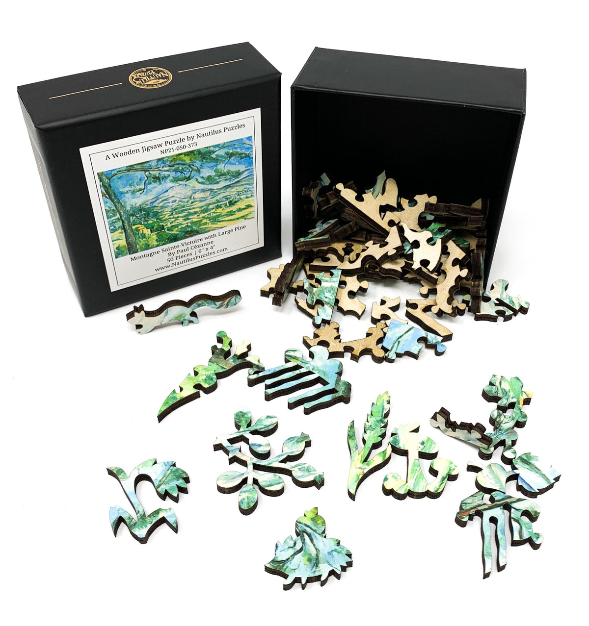 Montagne Sainte-Victoire with Large Pine (50 Pieces) Mini Wooden Puzzle - Nautilus Puzzles - Wooden Jigsaw Puzzles For Adults