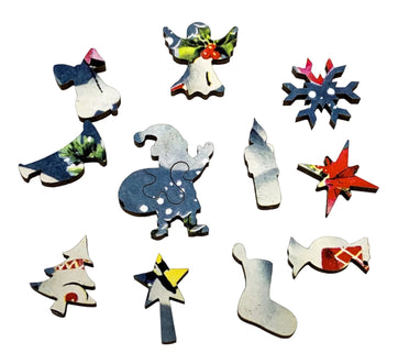 Mr. & Mrs. Snowman (50 Piece Mini Christmas Wooden Jigsaw Puzzle) - Nautilus Puzzles - Wooden Jigsaw Puzzles For Adults