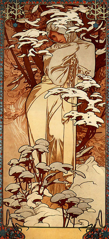 Winter by Alphonse Mucha (106 Piece Wooden Jigsaw Puzzle) - Nautilus Puzzles - Wooden Jigsaw Puzzles For Adults