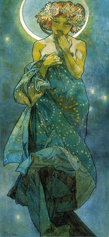 Moonlight by Alphonse Mucha (122 Piece Wooden Jigsaw Puzzle) - Nautilus Puzzles - Wooden Jigsaw Puzzles For Adults