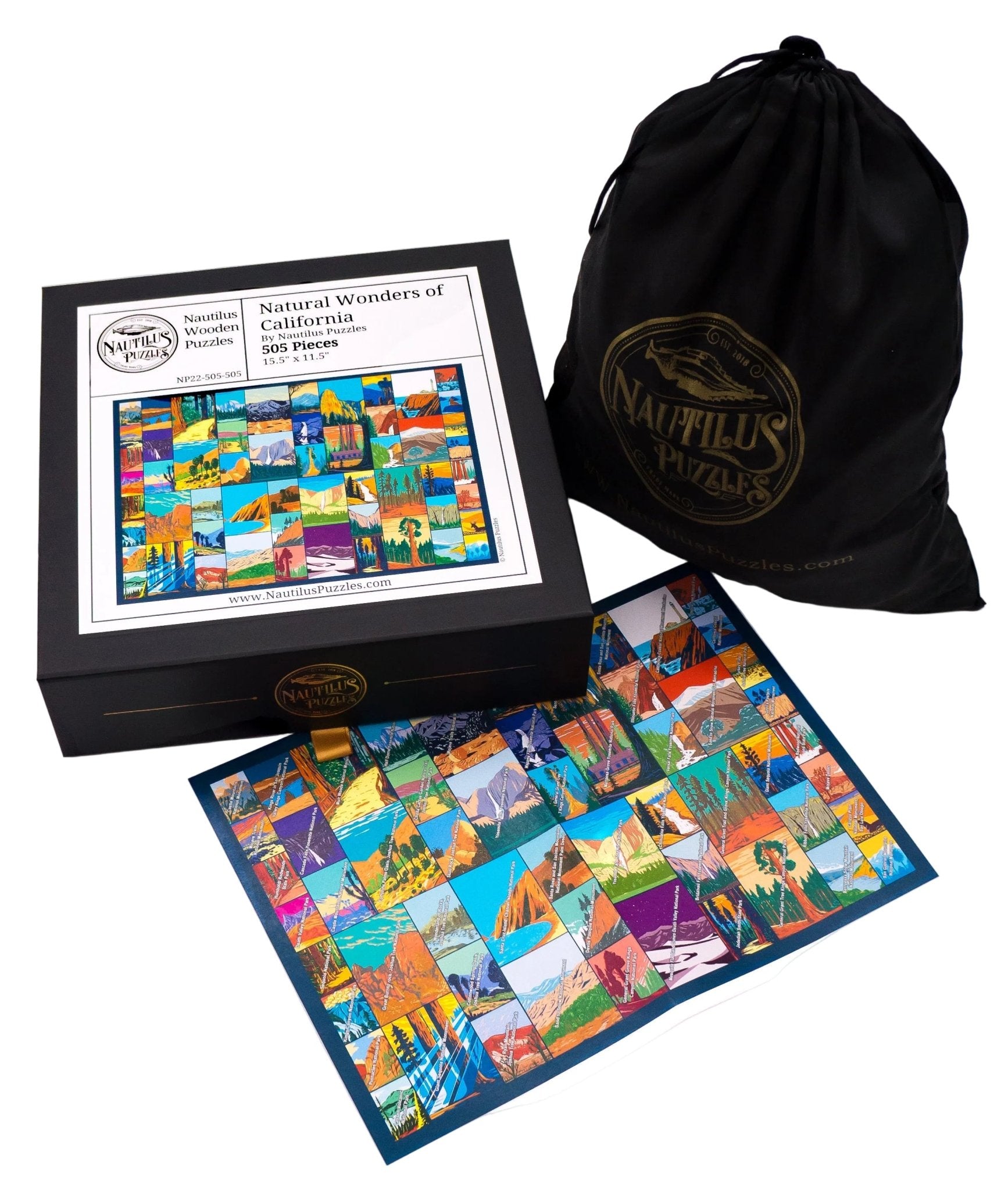 Natural Wonders of California - 505 Piece Wooden Jigsaw Puzzle - Nautilus Puzzles - Wooden Jigsaw Puzzles For Adults