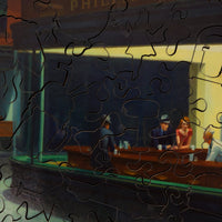 Nighthawks by Edward Hopper (57 Pieces) Mini Wooden Jigsaw Puzzle - Nautilus Puzzles - Wooden Jigsaw Puzzles For Adults