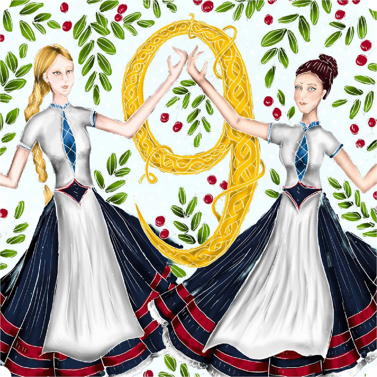 Nine Ladies Dancing (50 Piece Mini Wooden Jigsaw Puzzle) - Nautilus Puzzles - Wooden Jigsaw Puzzles For Adults