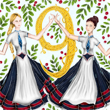 Nine Ladies Dancing (50 Piece Mini Wooden Jigsaw Puzzle) - Nautilus Puzzles - Wooden Jigsaw Puzzles For Adults