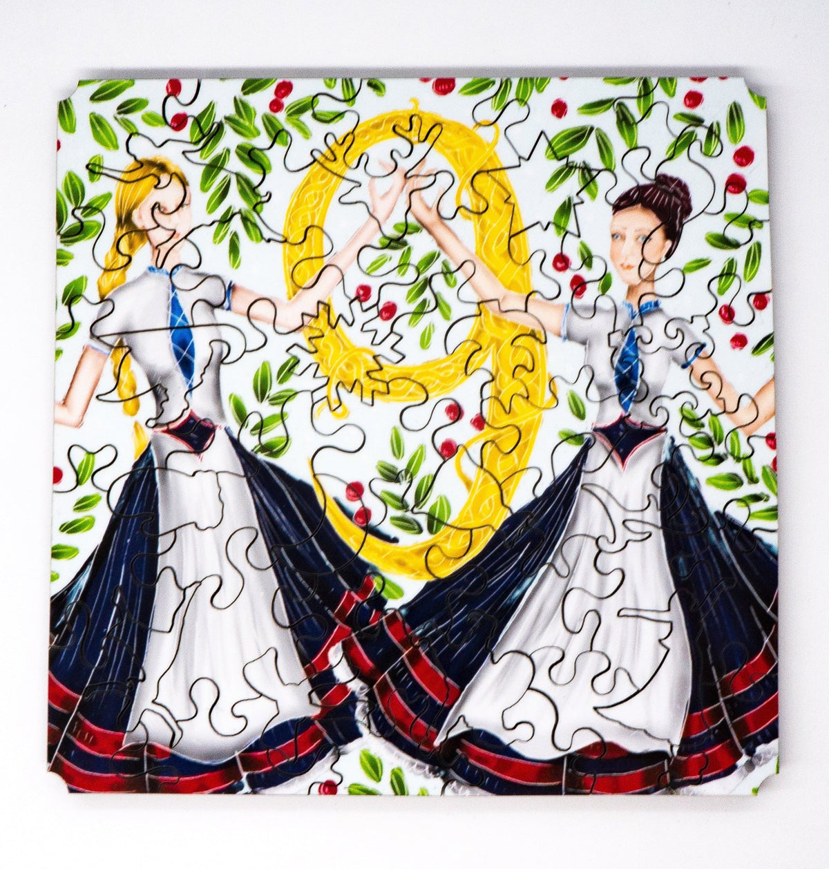 Nine Ladies Dancing (50 Piece Mini Wooden Jigsaw Puzzle) - Nautilus Puzzles - Wooden Jigsaw Puzzles For Adults